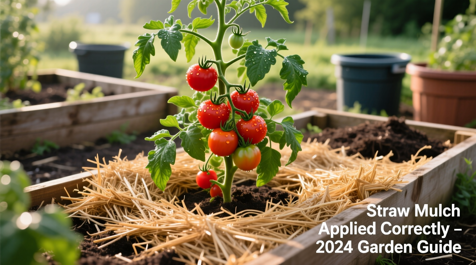 Tomato plant with proper straw mulch application