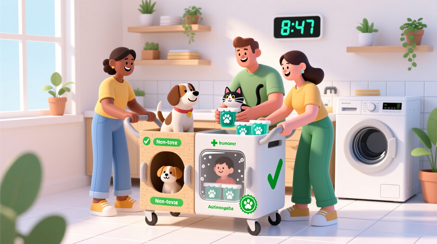 laundry cart sanitation for pets humans