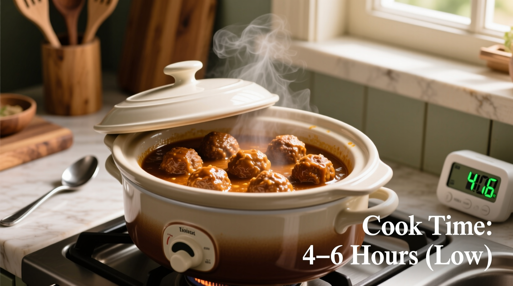 frozen meatballs in slow cooker how long