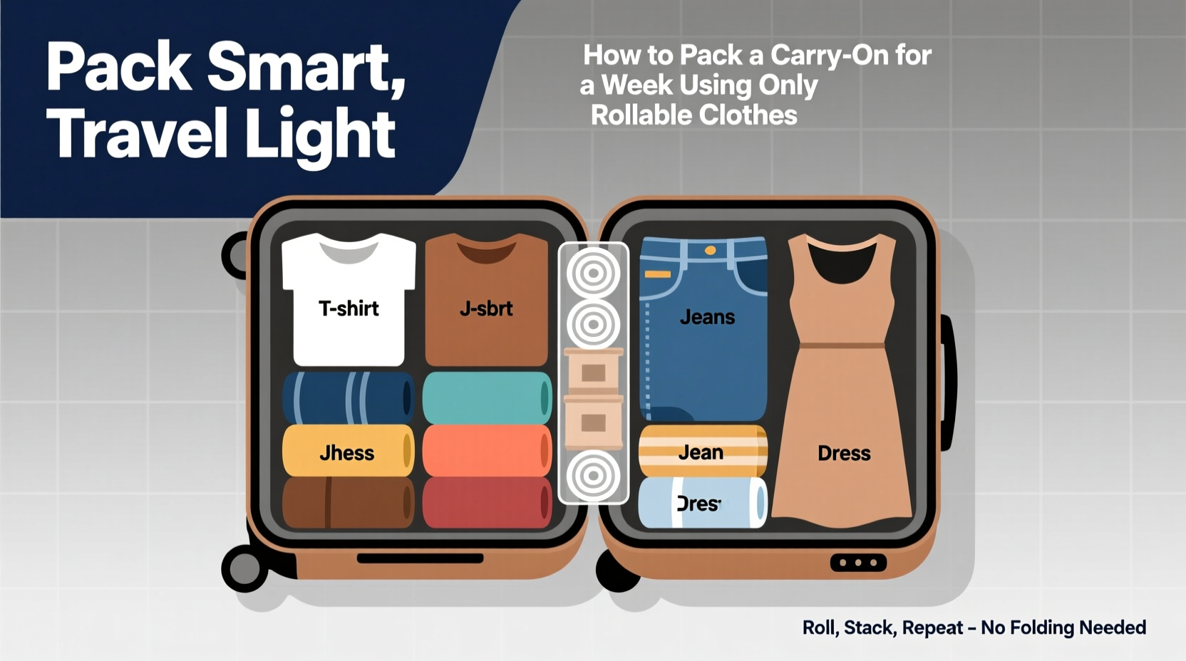 how to pack a carry on for a week using only rollable clothes