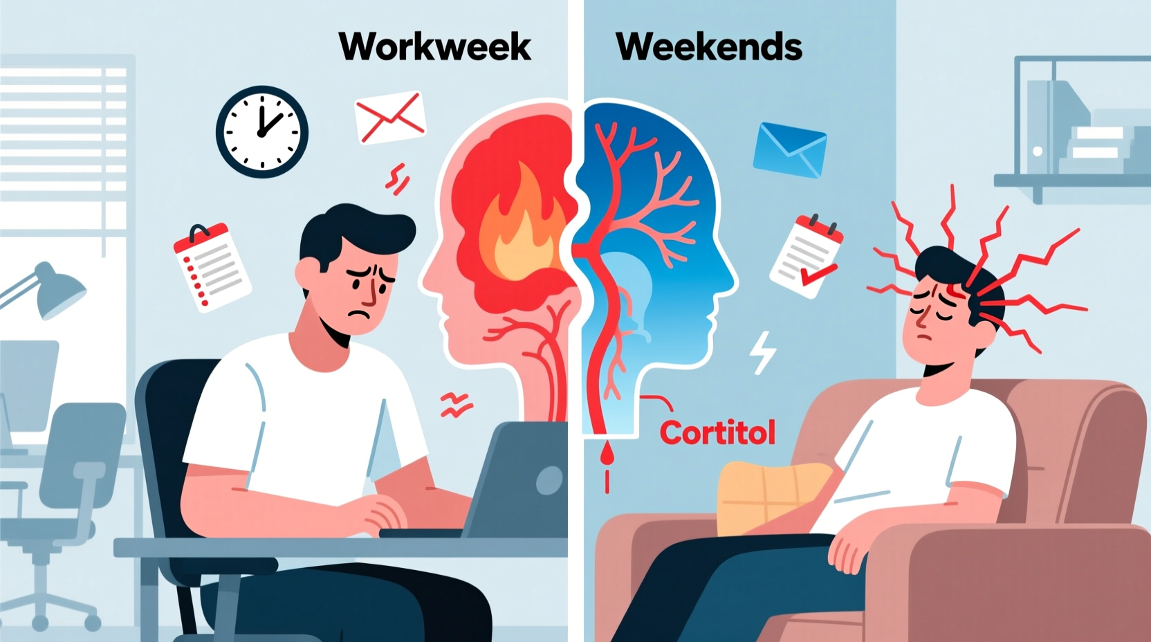 why do i get headaches on weekends the stress let down effect
