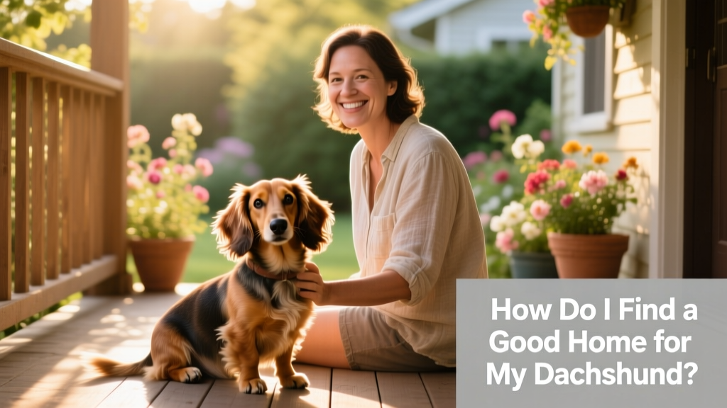 A friendly Dachshund sitting calmly beside a smiling owner on a sunlit porch