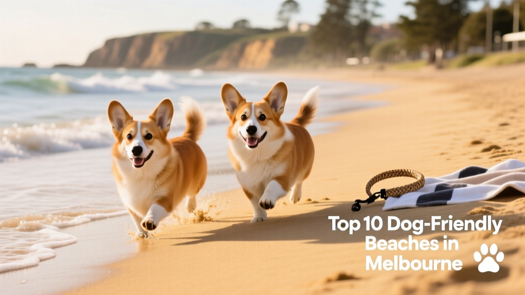 two Happy welsh corgi pembroke dogs at a beach