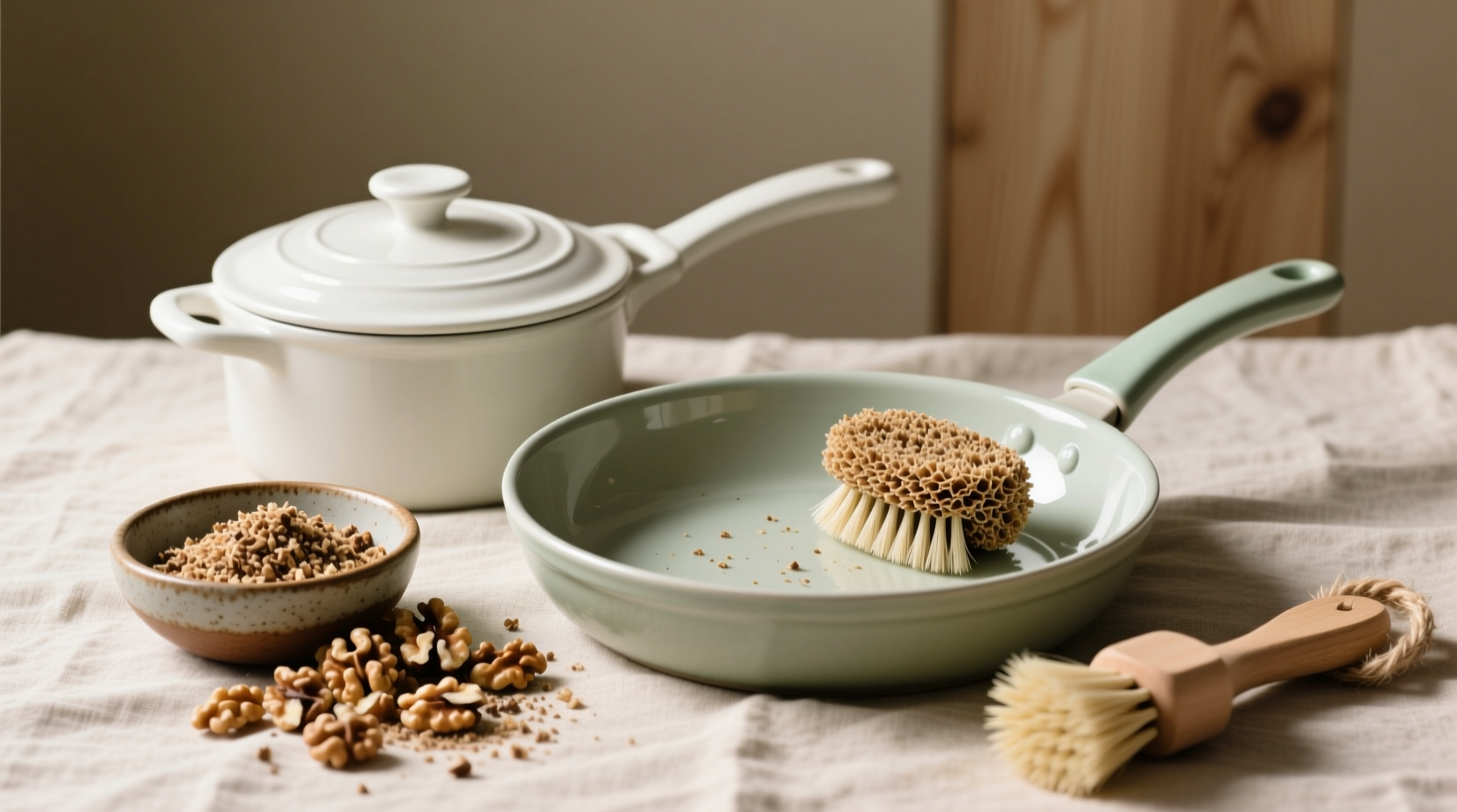 walnut shell scrubbers for enamel safe ceramic cleaning