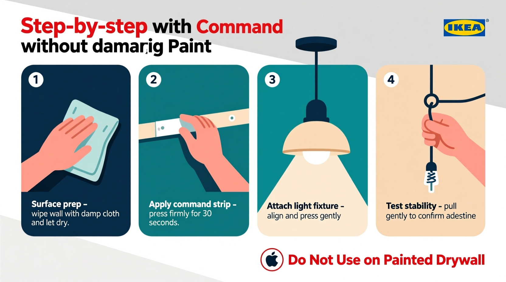 how to use command strips to hang lights without damaging paint