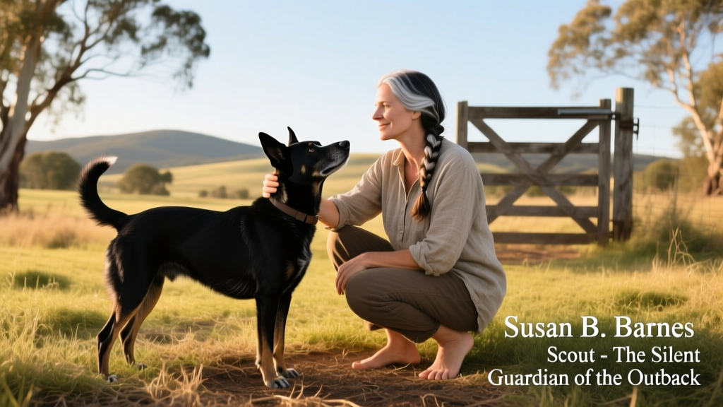 Susan B. Barnes and her black dog Scout