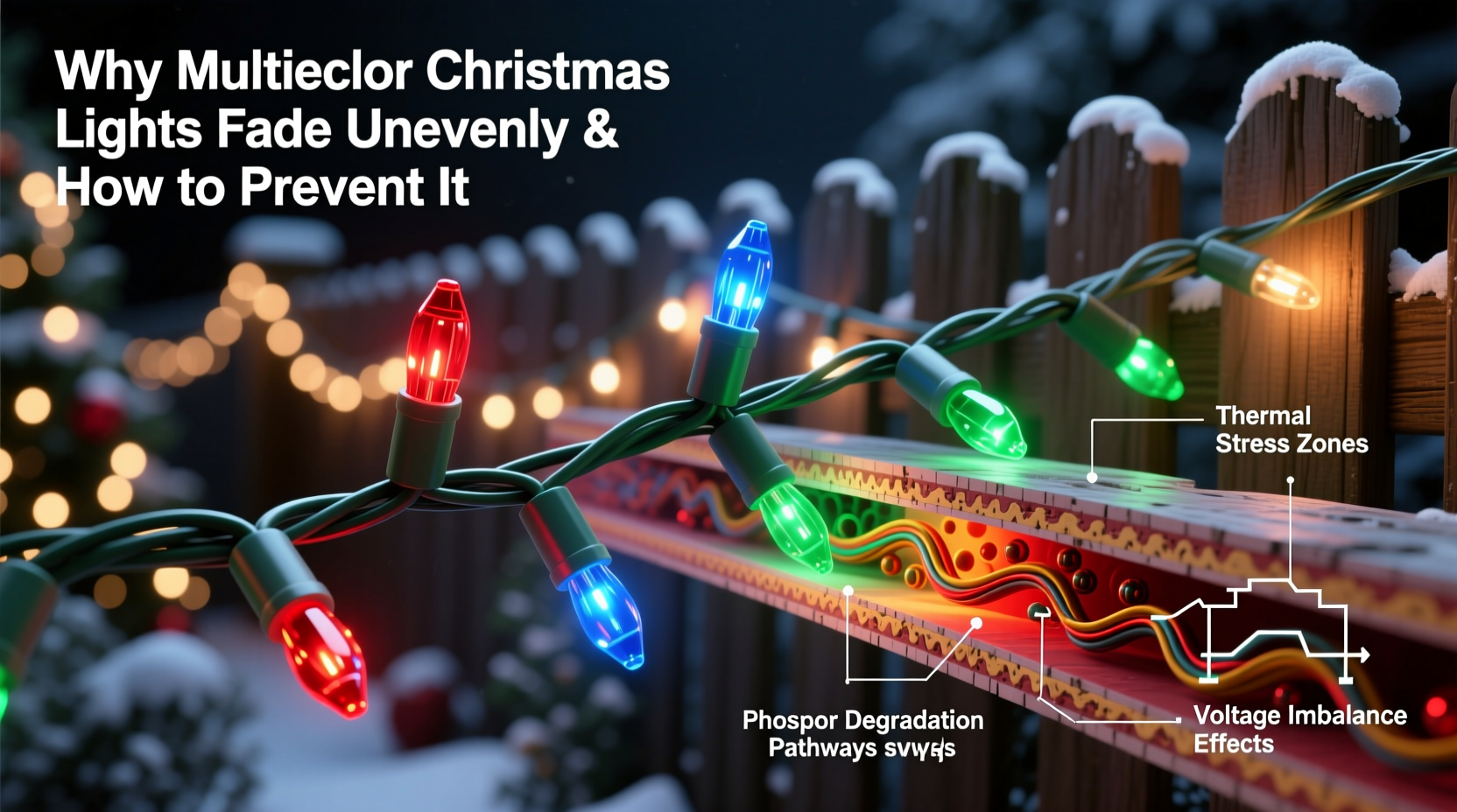 why do multicolor christmas lights fade unevenly and how to prevent it