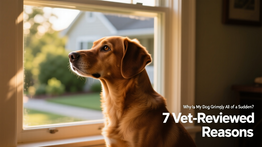 brown dog stands outside the window