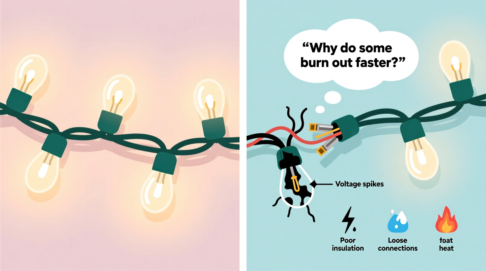 why do some christmas lights burn out faster than others causes explained