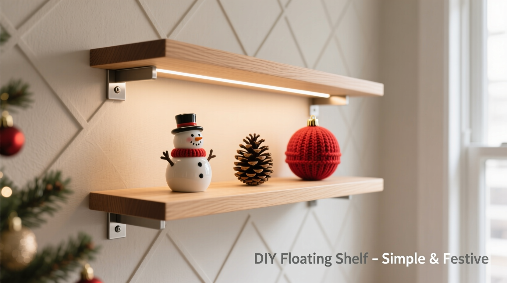 how to build a floating christmas shelf for small space decor