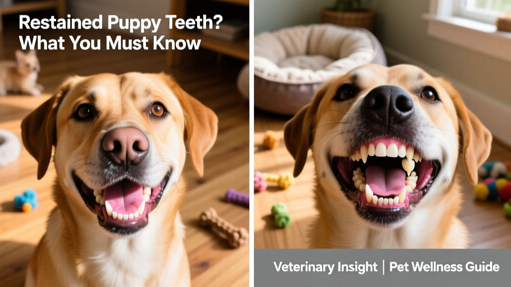 Side-by-side comparison showing normal adult tooth alignment versus misaligned teeth caused by a retained baby tooth
