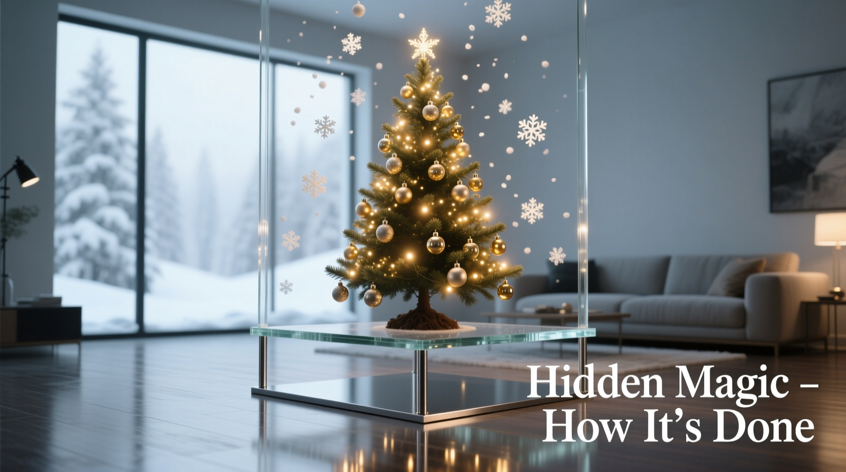 how to make a floating illusion with hidden christmas tree supports
