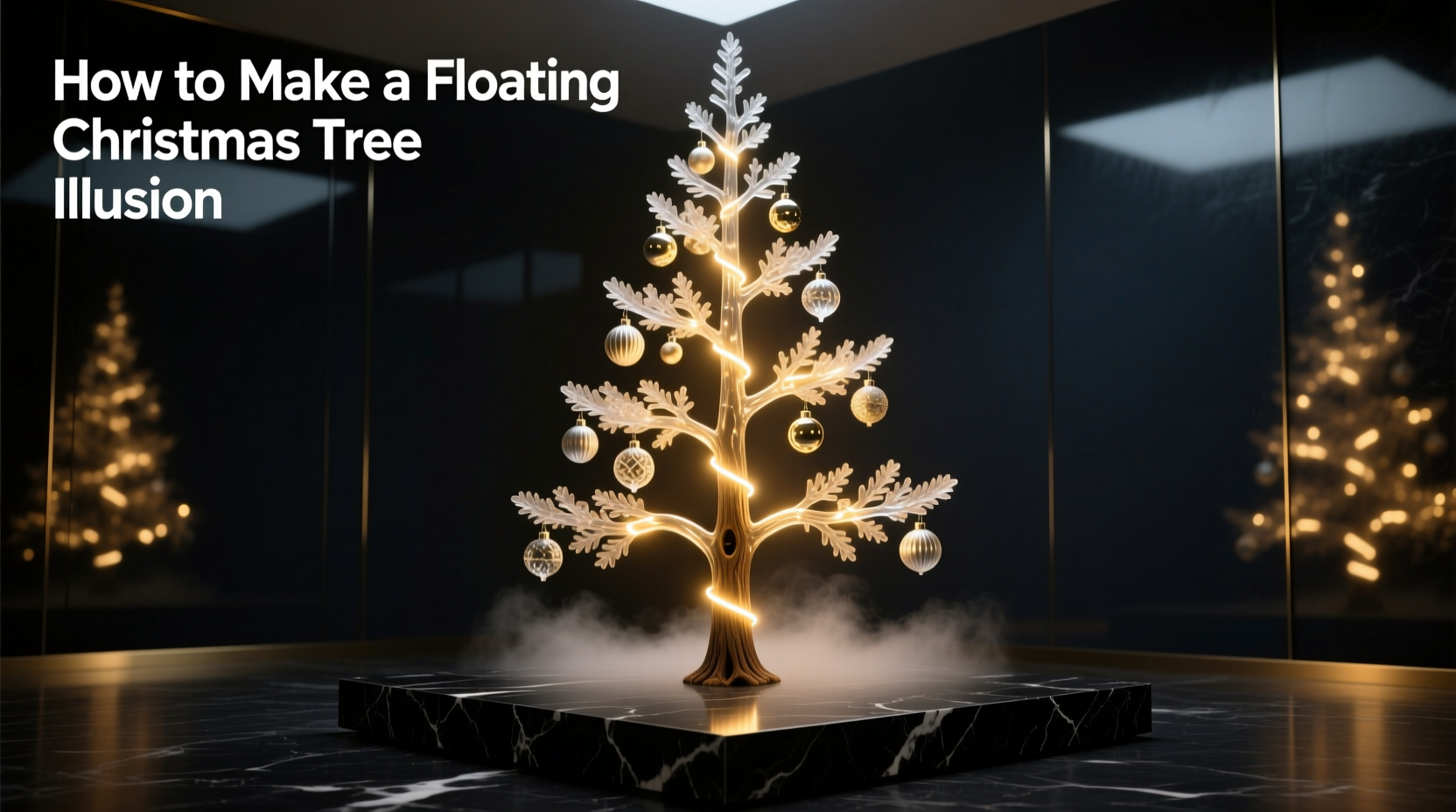 how to make a floating christmas tree illusion with hidden lighting tricks