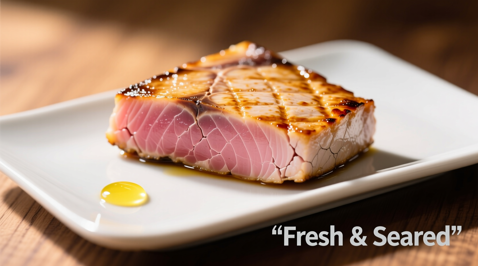 Perfectly seared yellowfin tuna steak with crust