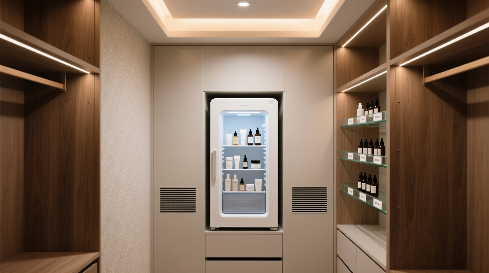 skincare fridge in closet safe ventilation guide