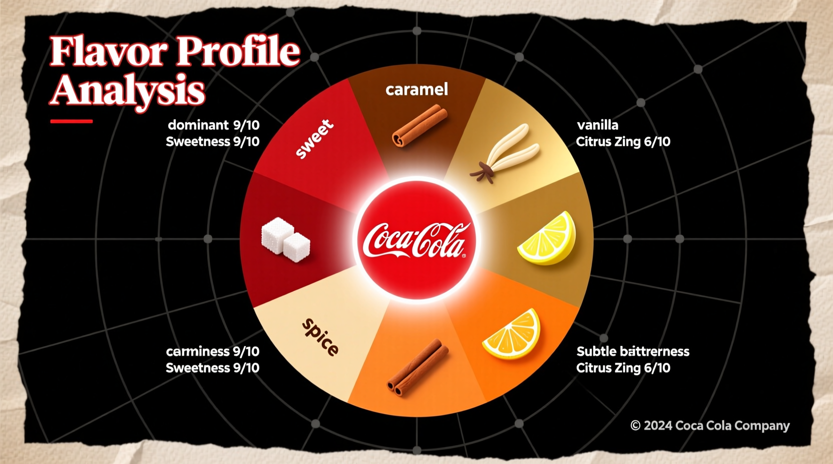 Coca-Cola flavor profile analysis chart