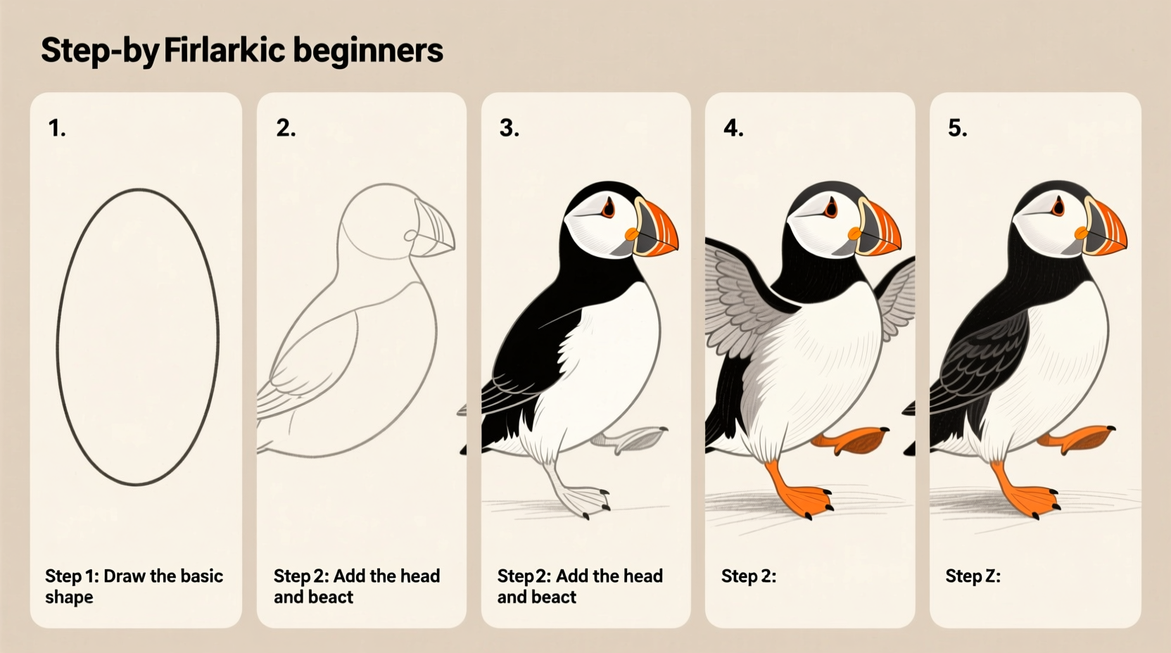 how to draw a puffin bird