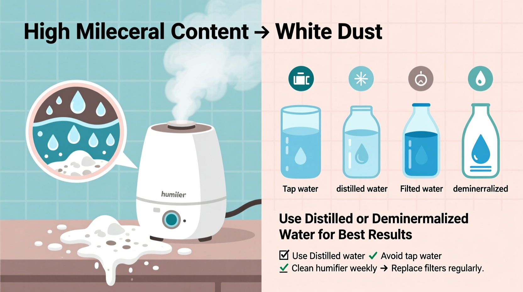 why is my humidifier leaving white dust and how to choose the right water type