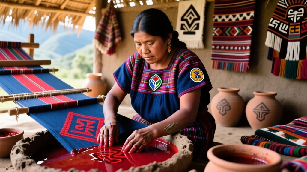 Mayan Tzutujil Textile Dyeing With Cochineal And Mud Resist Process