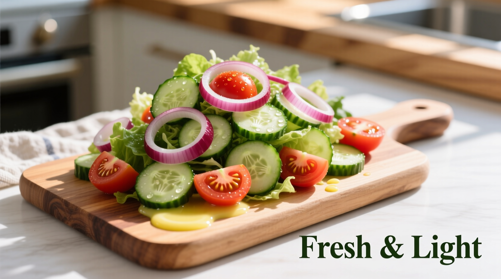 refreshing salad with cucumbers red onions and tomatoes