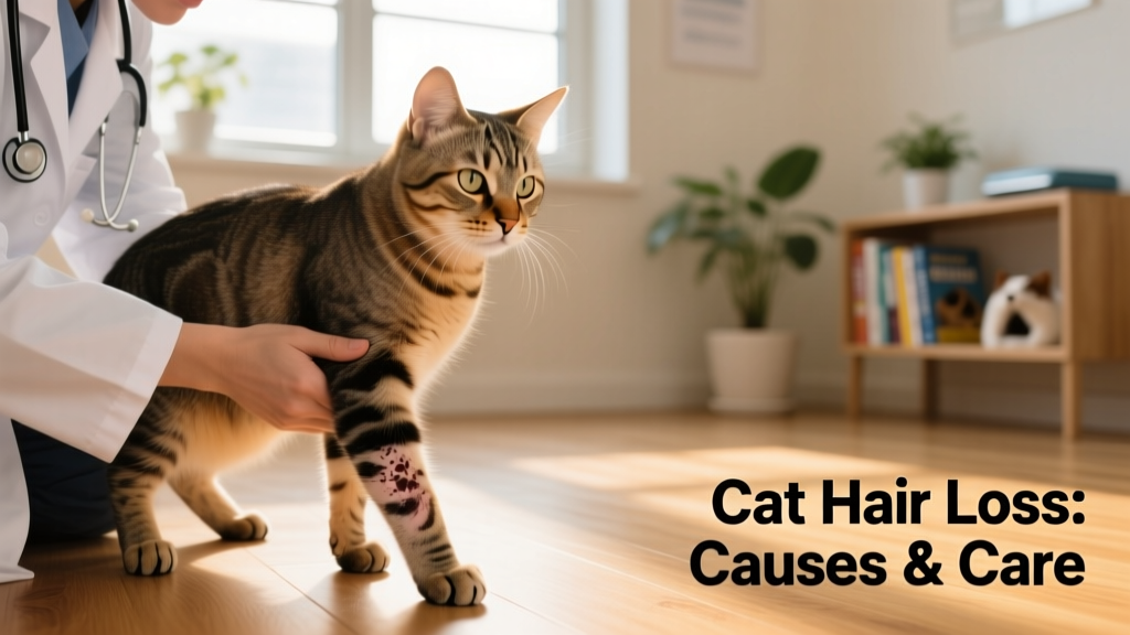 Veterinarian gently examining a cat’s hind leg during a wellness checkup
