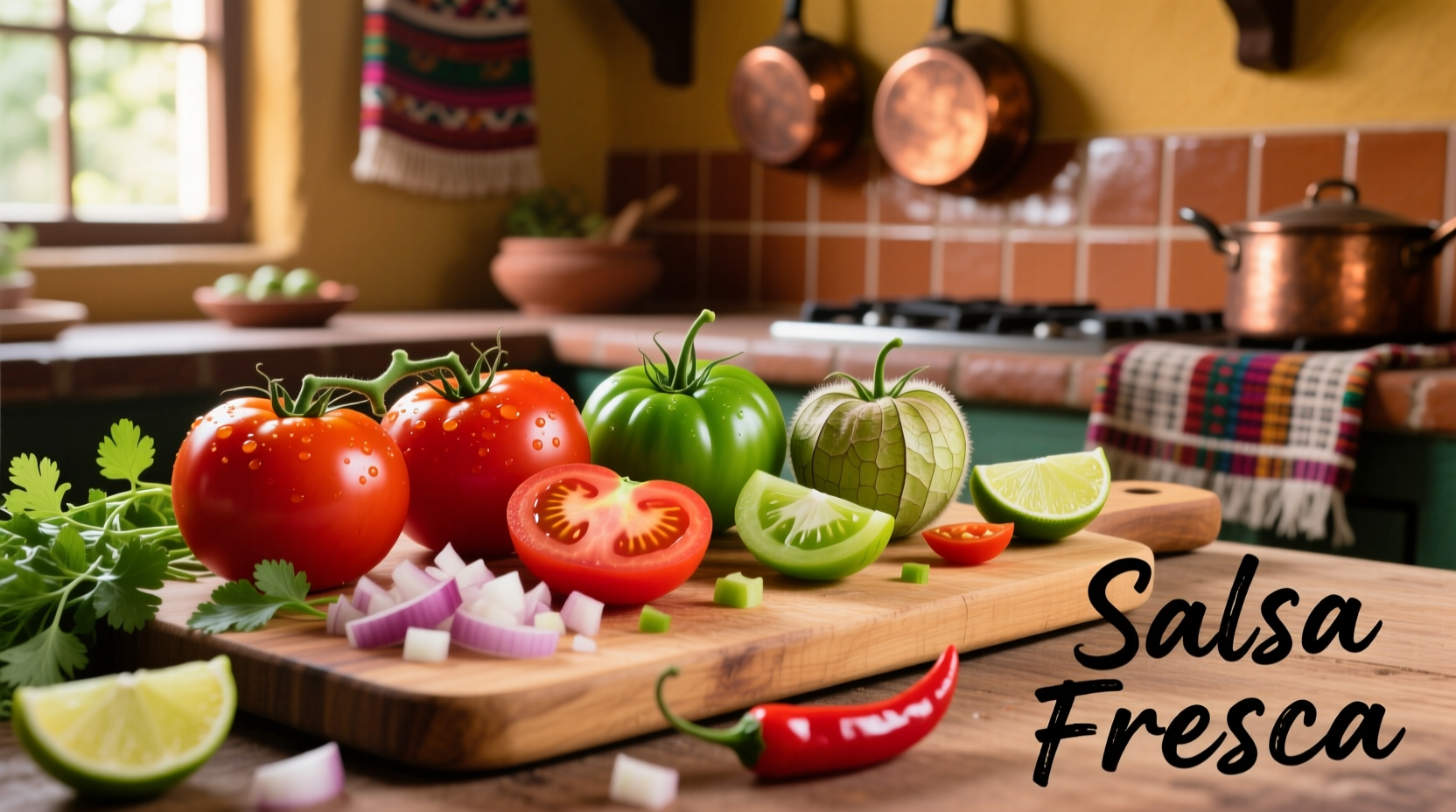 Fresh tomatoes and tomatillos for Mexican cooking