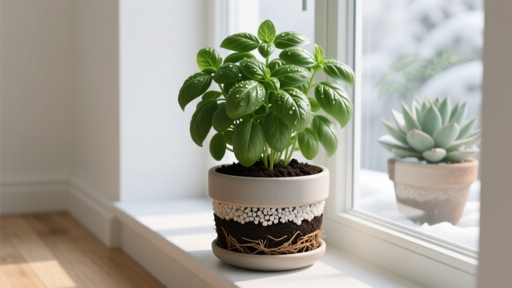 Basil Indoor Winter Soil Mix: Perlite, Compost, Coconut Coir