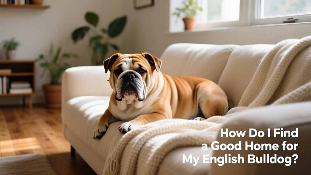 English Bulldog resting peacefully on a cozy sofa with a soft blanket