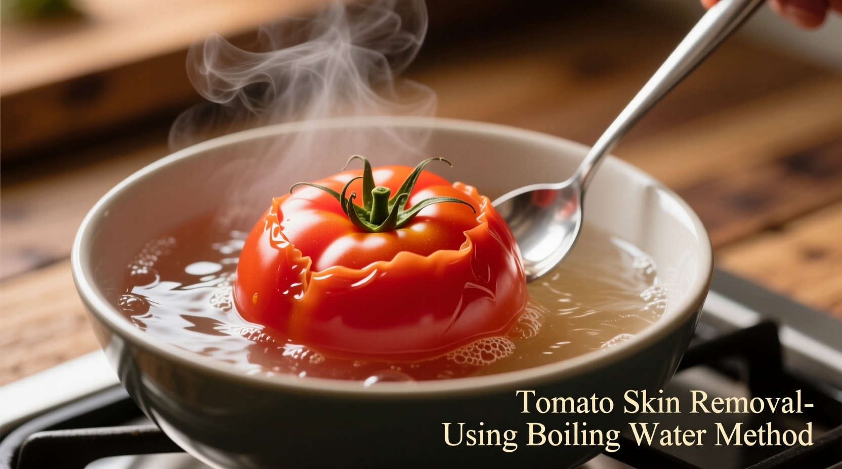 Tomato skin removal using boiling water method