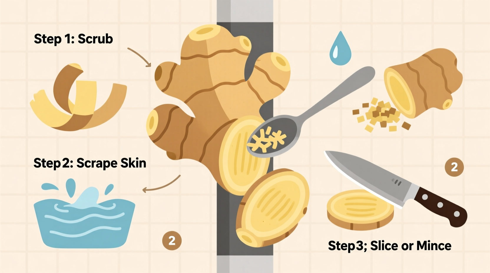 Ingwer vorbereiten: Schälen und Schneiden