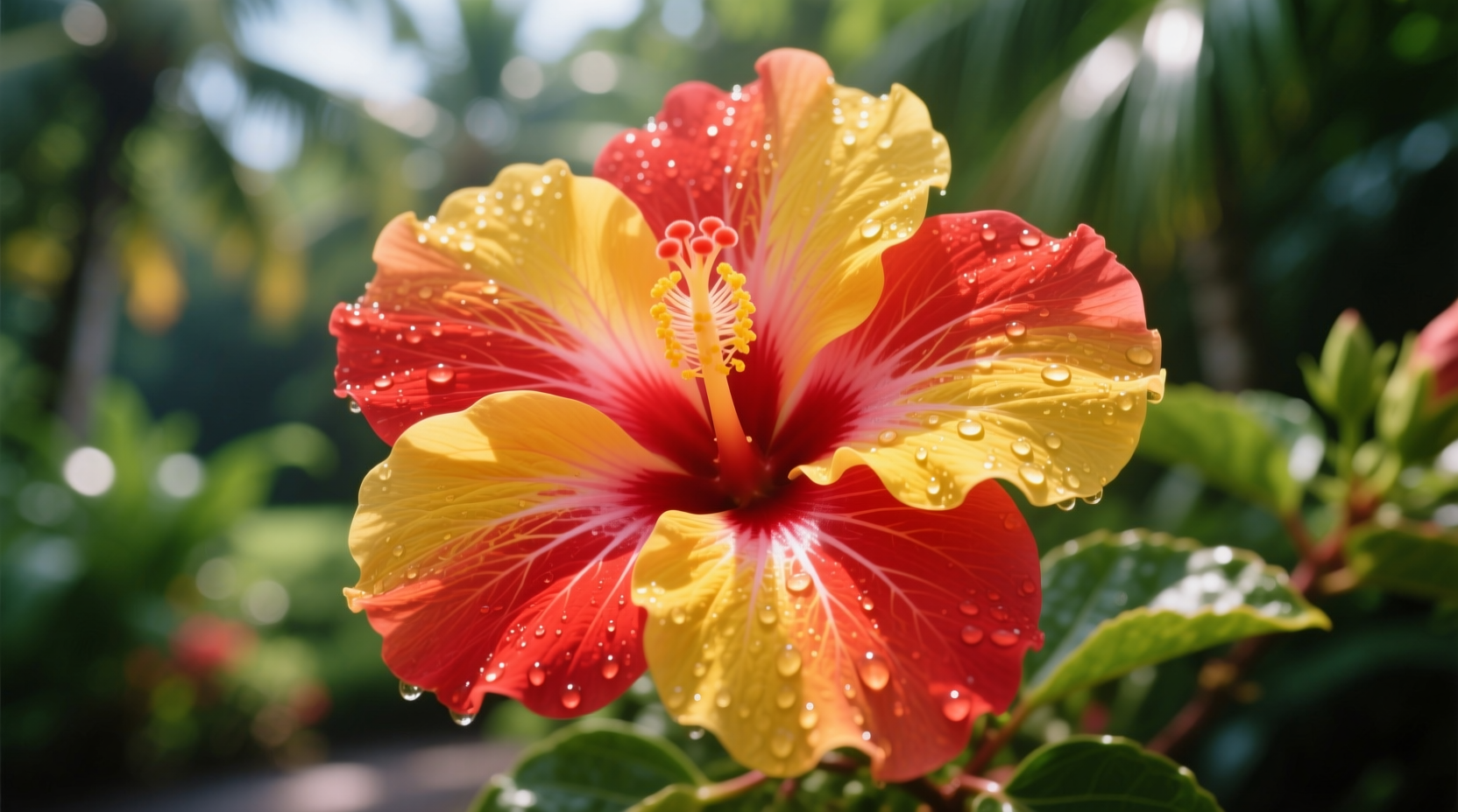 yellow and red hibiscus flower