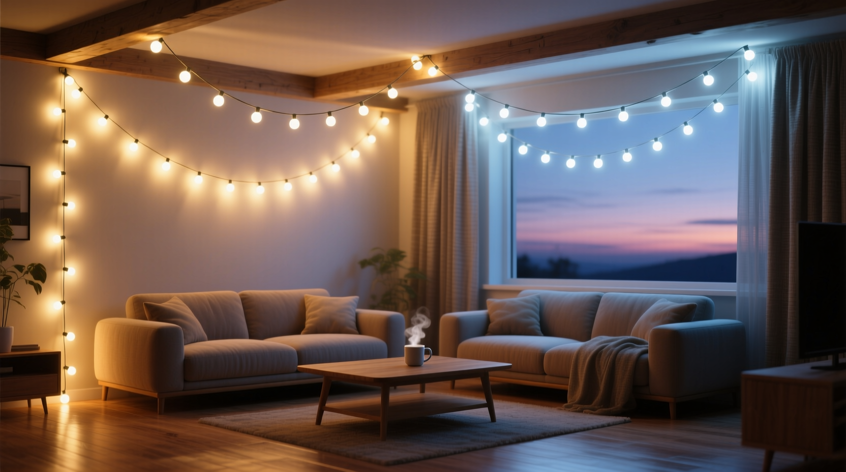 how to create a low light mood with warm white vs cool white string lights