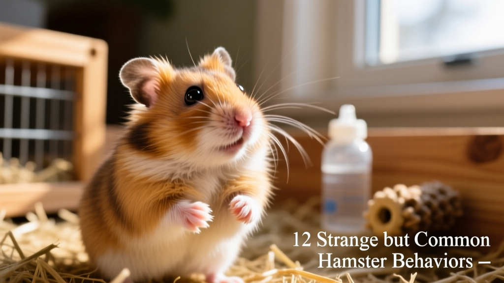 Close-up of a hamster sniffing the air with nose twitching and front paws raised