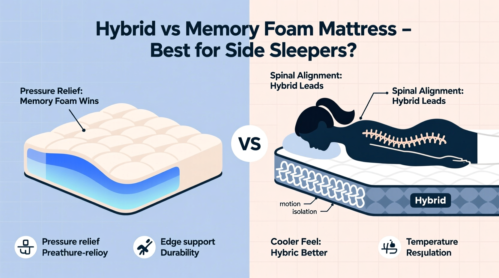 hybrid vs memory foam mattress which is better for side sleepers