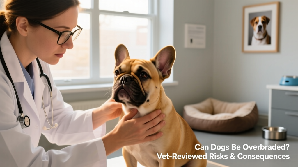 Veterinarian examining a brachycephalic puppy during a wellness check, highlighting common respiratory concerns