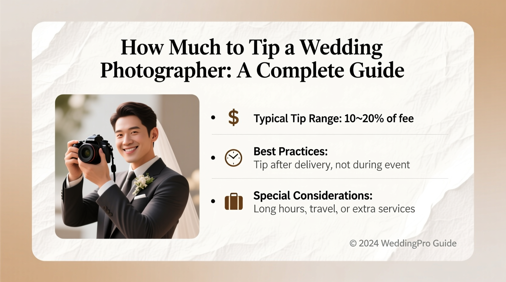 how much do you tip a wedding photographer