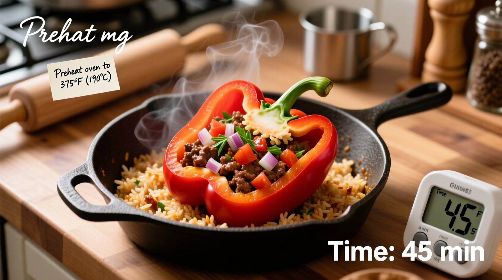 how long do you cook stuffed peppers