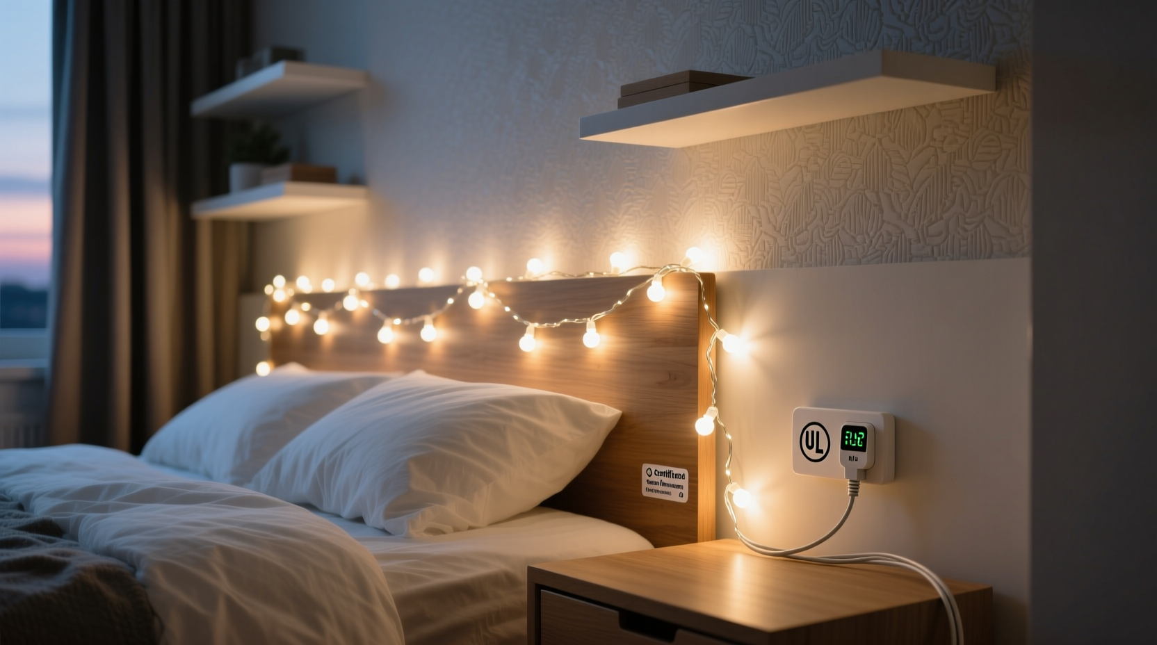 how to use fairy lights in a bedroom without creating a fire risk