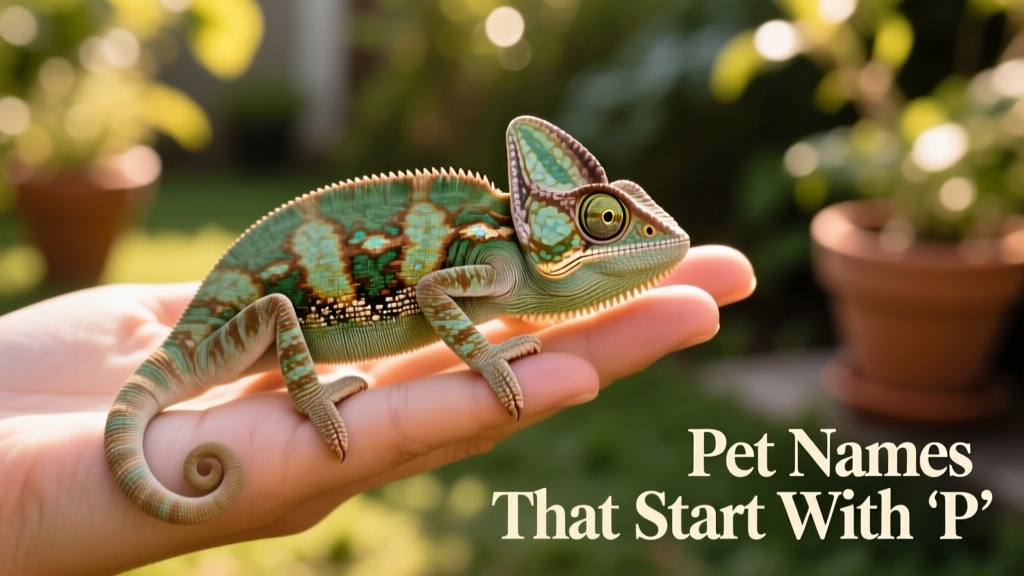 A calm chameleon resting gently on a person's hand, showcasing natural coloration and texture