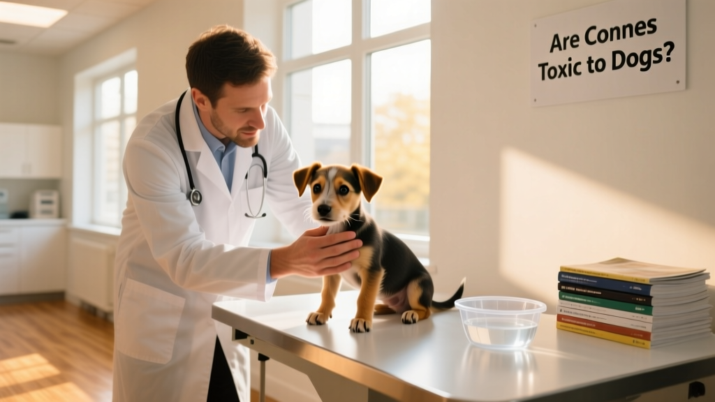 Veterinarian examining a small dog in a clinic setting