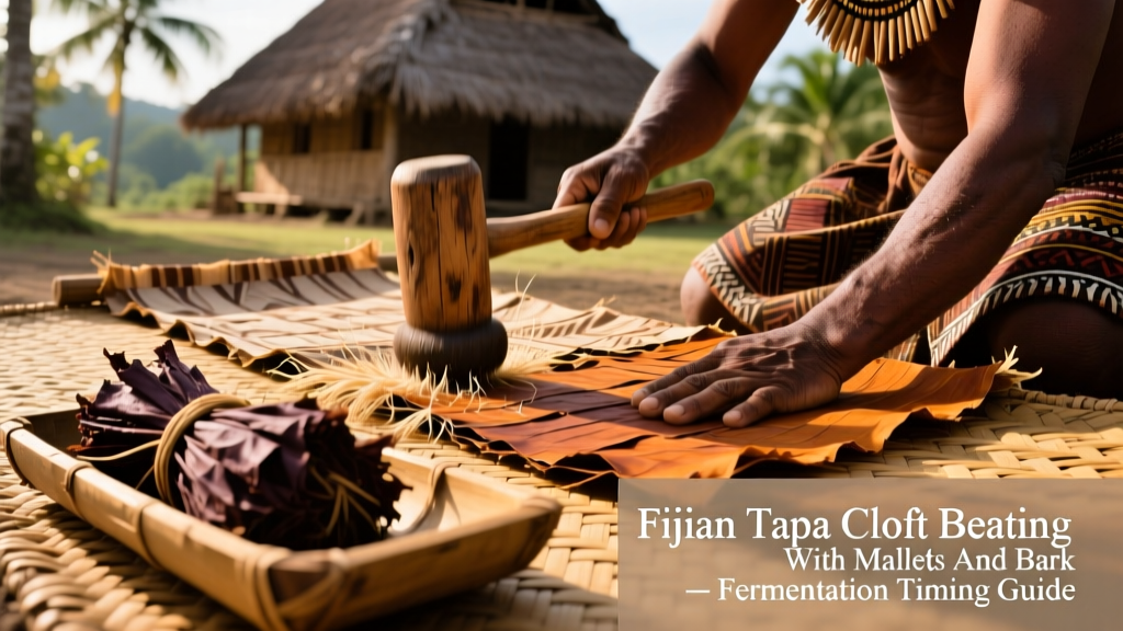 Fijian Tapa Cloth Beating With Mallets And Bark Fermentation Timing Guide