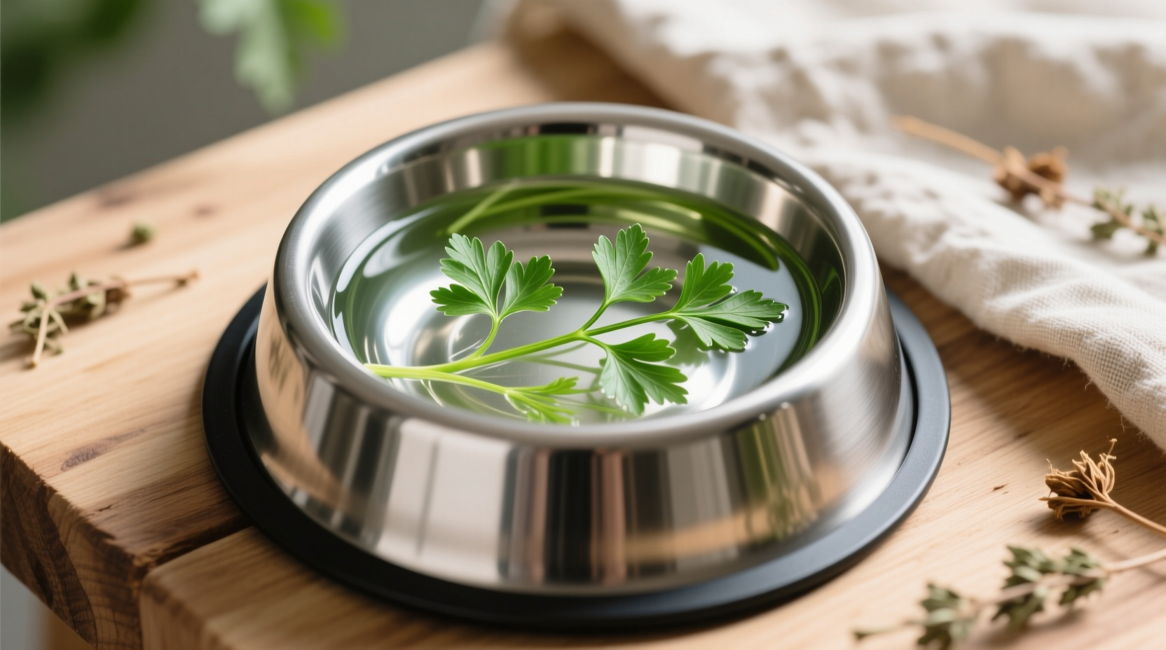 eco friendly cleaning parsley stem stainless steel bowl method