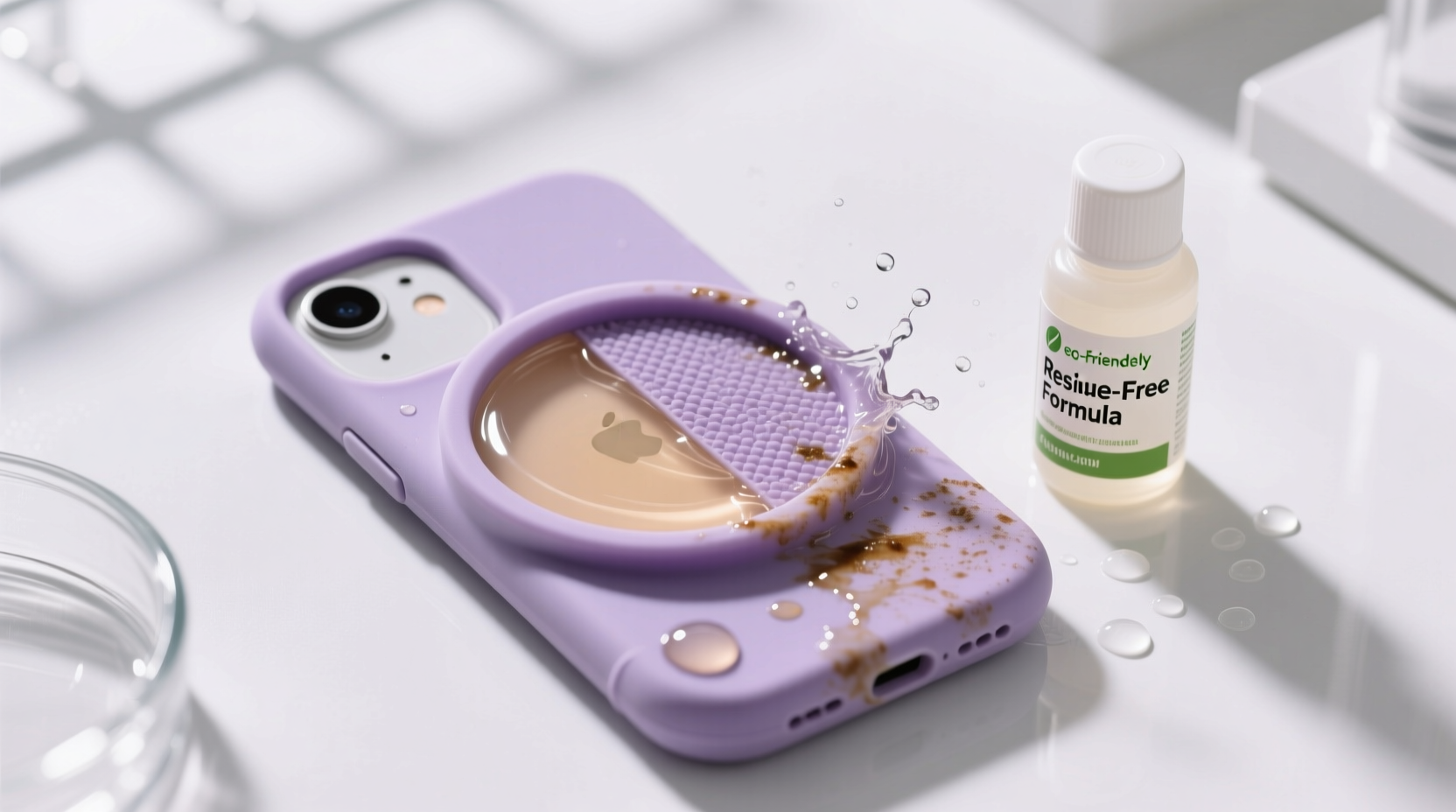 how to clean a silicone phone grip with lavender oil scent