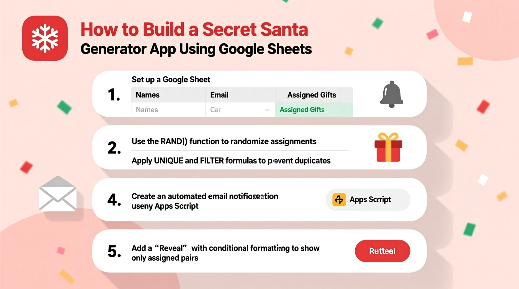 how to build a secret santa generator app using google sheets