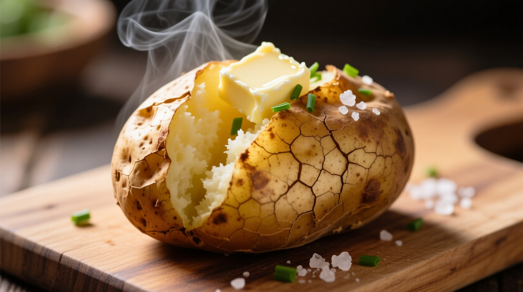 Perfectly baked jacket potato with crispy skin