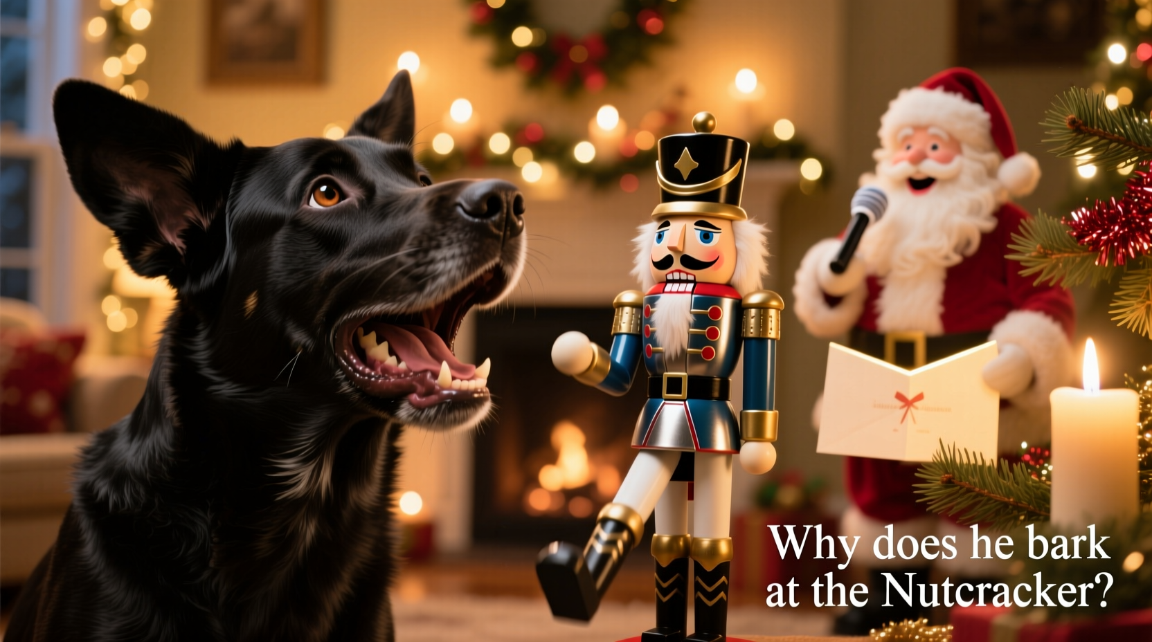 why does my dog bark only at the animated nutcracker but ignore the singing santa