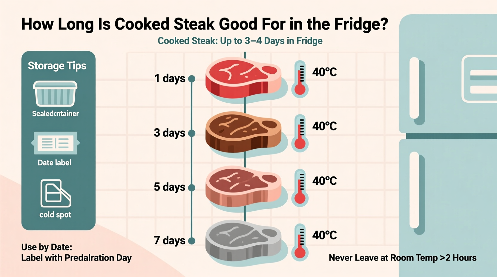how long is cooked steak good for in fridge