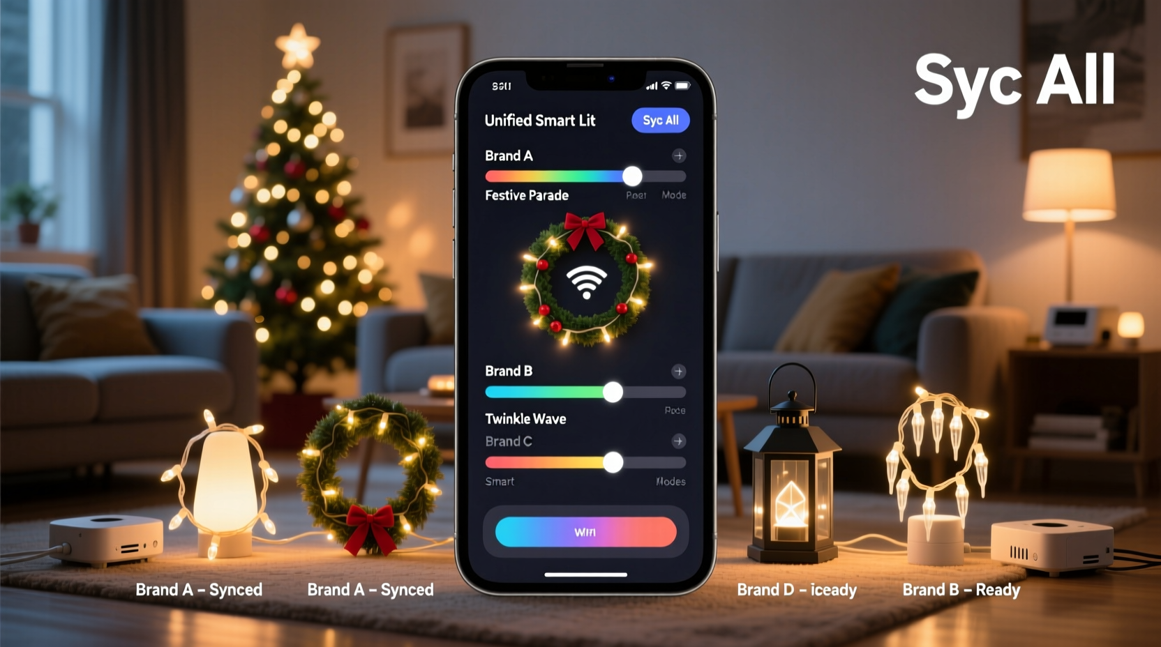how to sync multiple brands of smart christmas lights to one app without hub conflicts