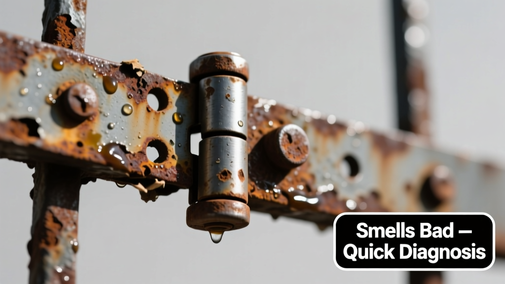 Rusted Gate Hinge Smells Bad: Quick Diagnosis