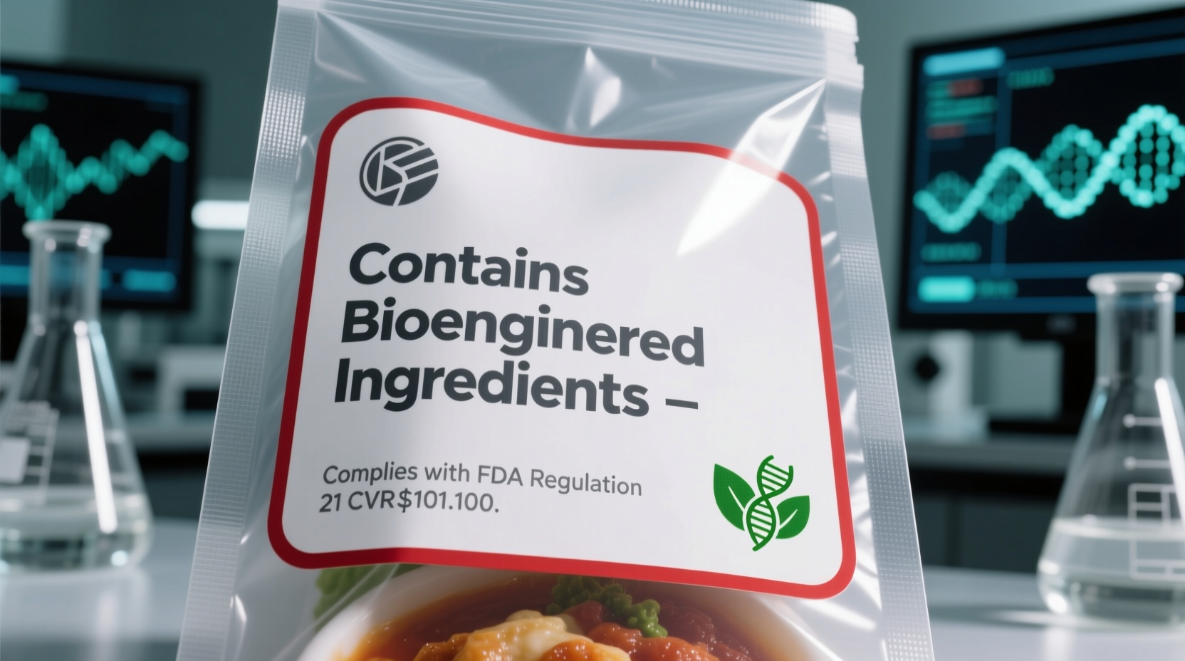 Close-up of bioengineered food label showing disclosure statement